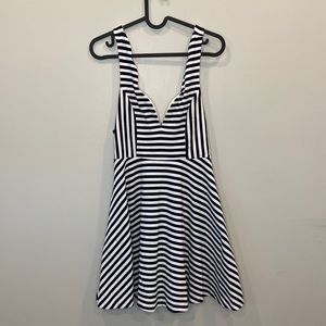 Angel Biba deep V neckline striped dress